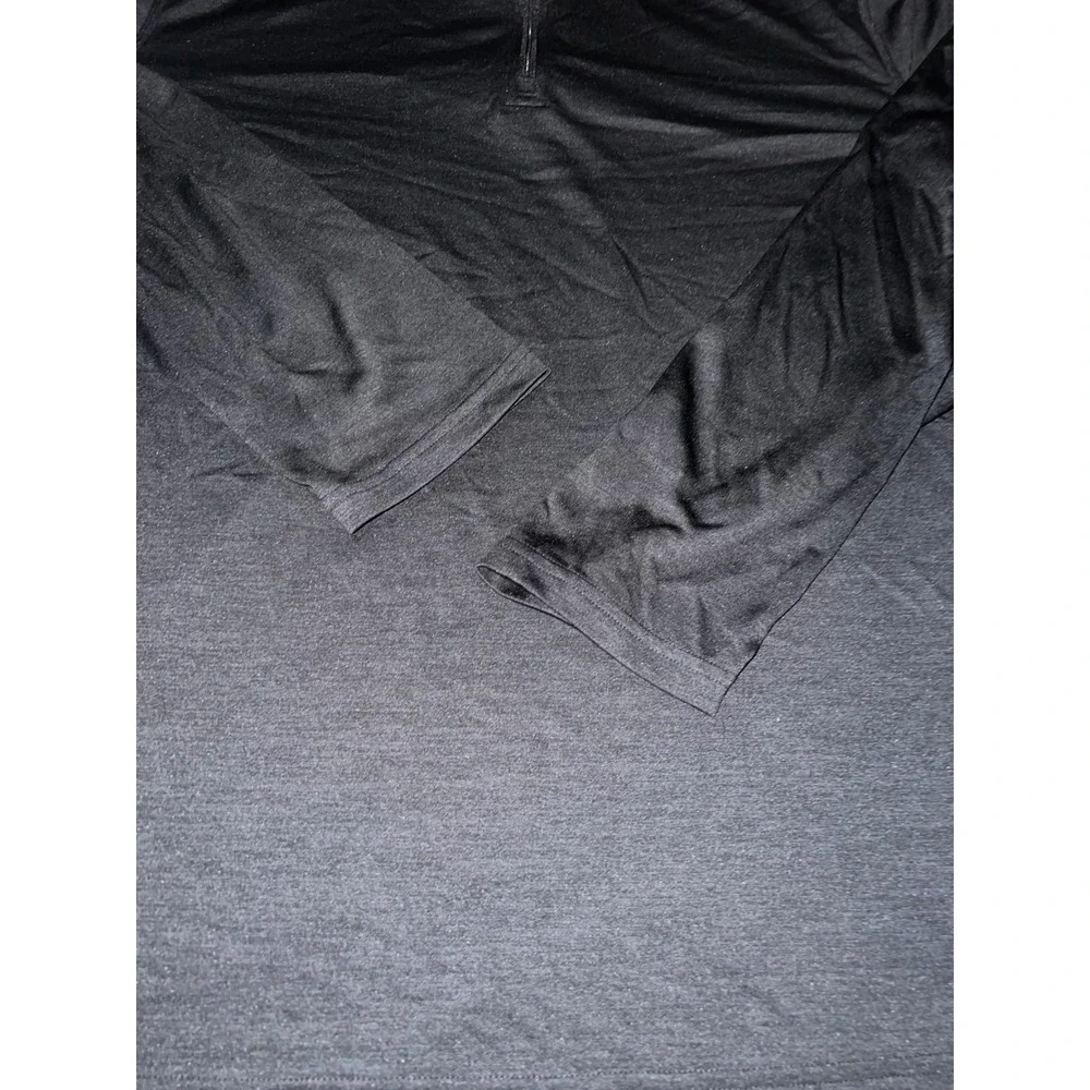 Tek Gear DryTek Mens Quarter Zip Pullover Black Heather Performance Shirt Large